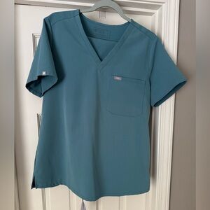 Figs Teal Scrub Top